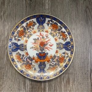 Imari Plate Vintage UCGC Cobalt Blue Rust Cabbage Flowers Gold And Blue Leaves